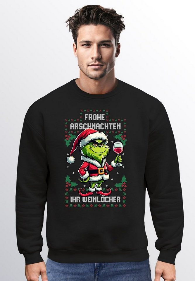 MoonWorks Sweatshirt Sweatshirt Herren Anti-Weihnachten Grinch Weihnachtsmuffel Frohe Arsch von MoonWorks