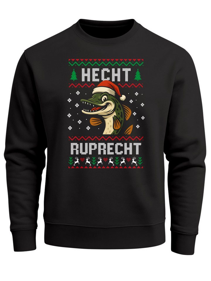 MoonWorks Sweatshirt Sweatshirt Herren Ugly Christmas Sweater Hecht Ruprecht Wortspiel von MoonWorks