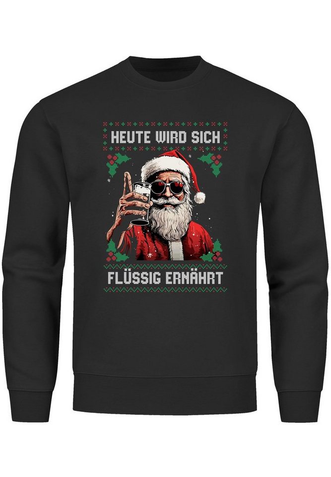 MoonWorks Sweatshirt Sweatshirt Herren Weihnachten Spruch lustig Heute wird sich flüssig er von MoonWorks