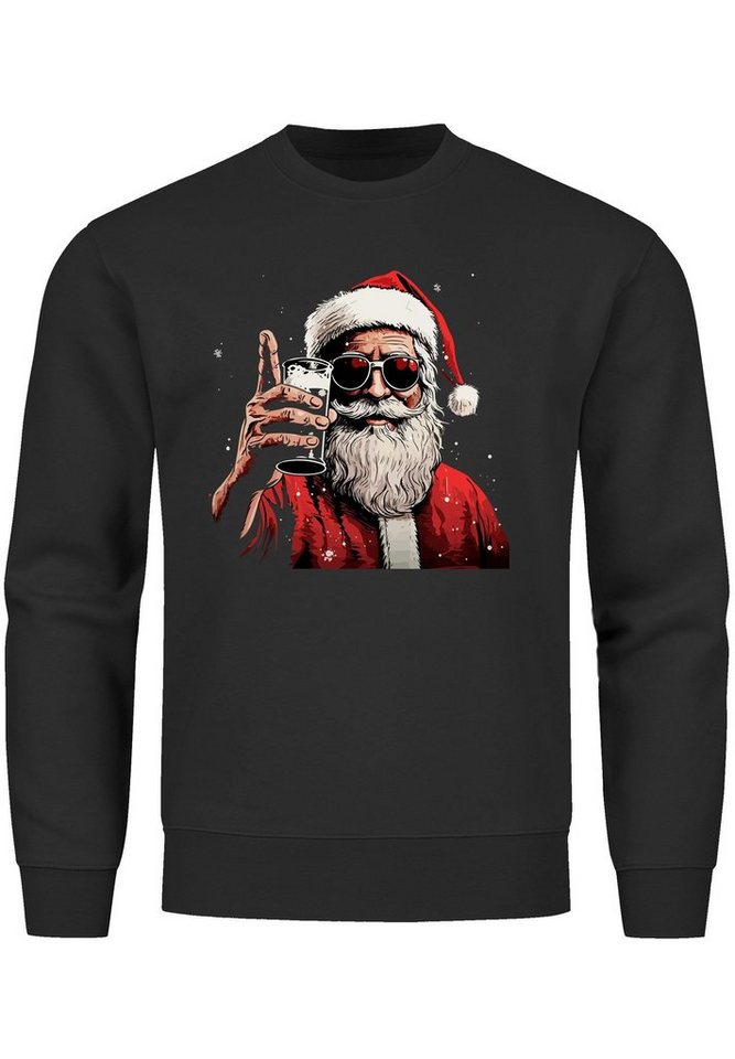 MoonWorks Sweatshirt Sweatshirt Herren Weihnachten Weihnachtsmann Alkohol Bier Ugly XMAS Sw von MoonWorks