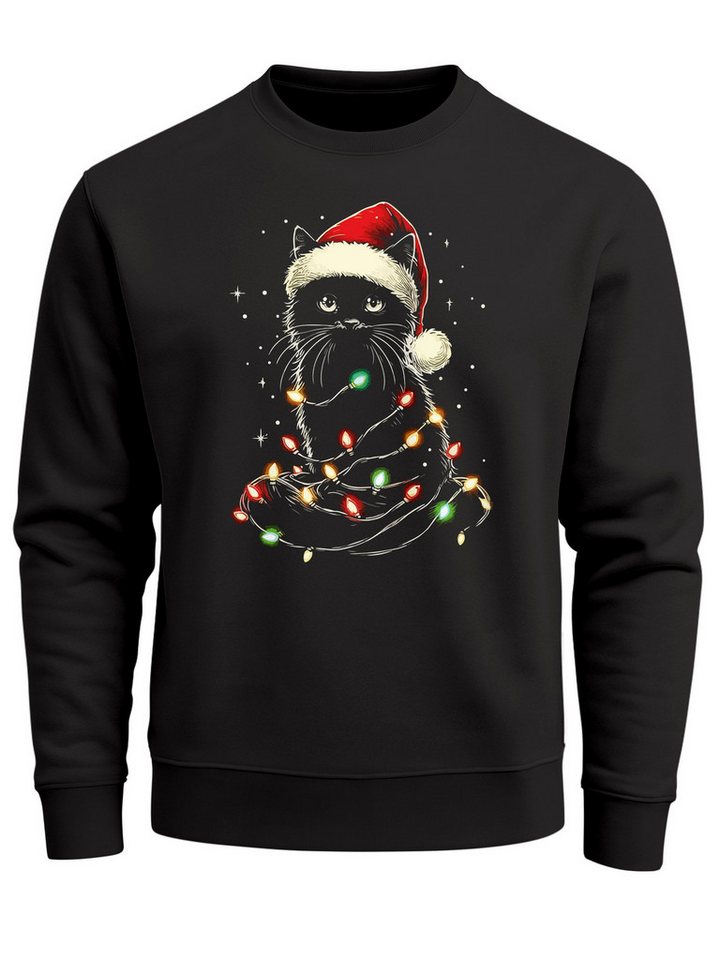 MoonWorks Sweatshirt Sweatshirt Herren Weihnachtspullover Katze Weihnachten Lustig von MoonWorks