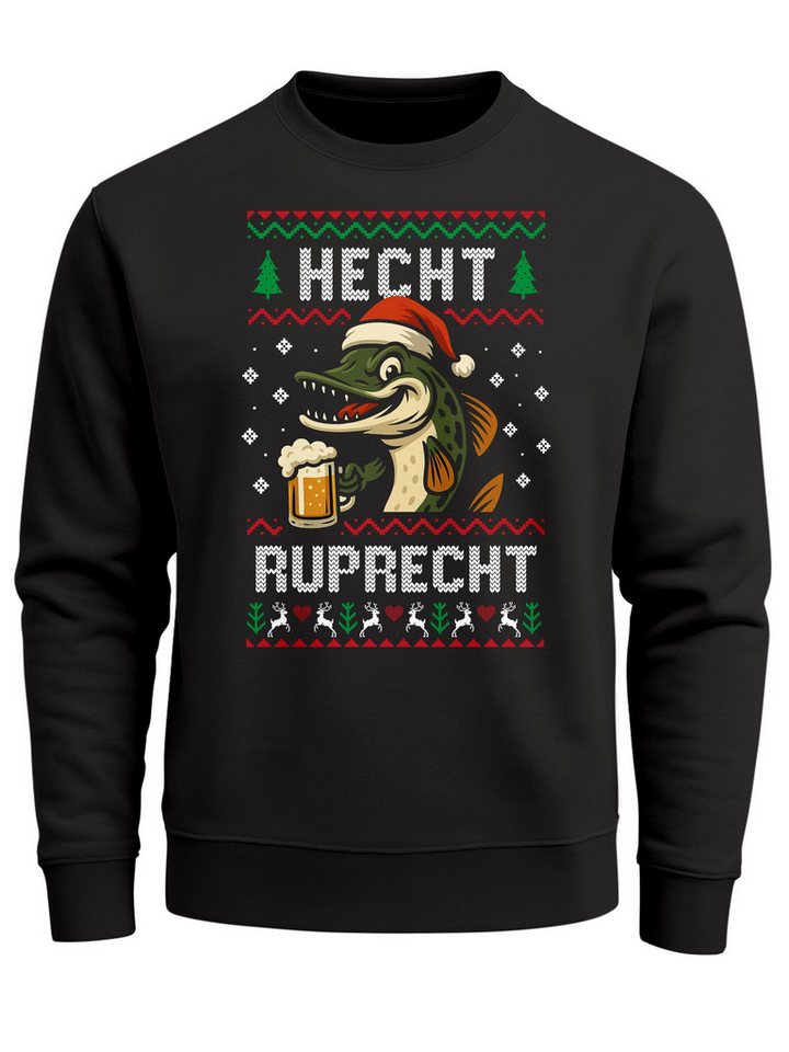 MoonWorks Sweatshirt Sweatshirt Herren Weihnachtspullover Lustig Hecht Ruprecht Ugly XMAS von MoonWorks