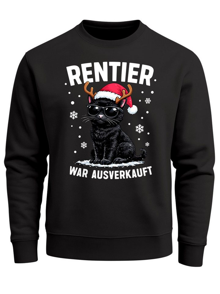MoonWorks Sweatshirt Sweatshirt Herren Weihnachtspullover Rentier Spruch Lustig Katze von MoonWorks