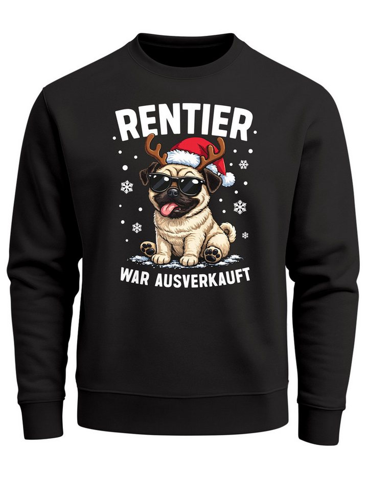 MoonWorks Sweatshirt Sweatshirt Herren Weihnachtspullover Rentier Spruch Lustig Mops Hund von MoonWorks