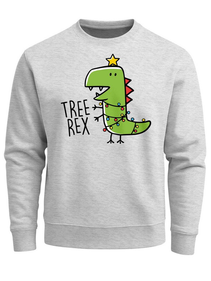 MoonWorks Sweatshirt Sweatshirt Herren Weihnachtspullover Tree Rex Dino Tyrannosaurus von MoonWorks