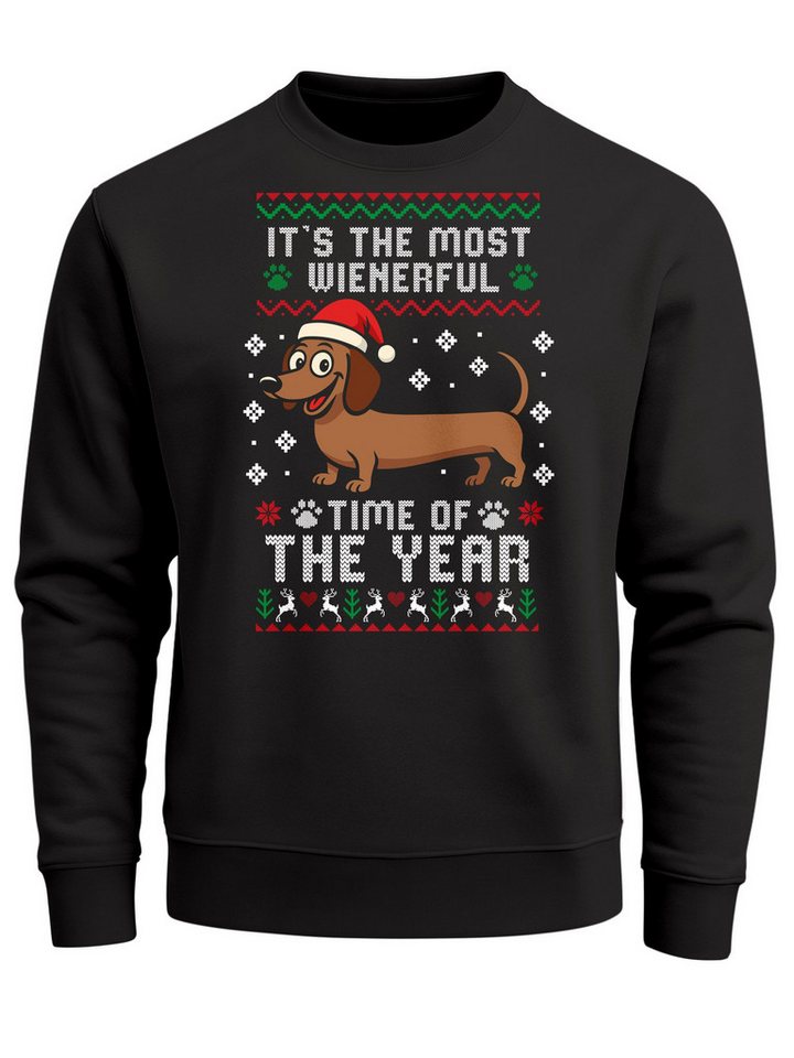 MoonWorks Sweatshirt Sweatshirt Herren Weihnachtspullover Ugly Christmas Sweater Dackel von MoonWorks