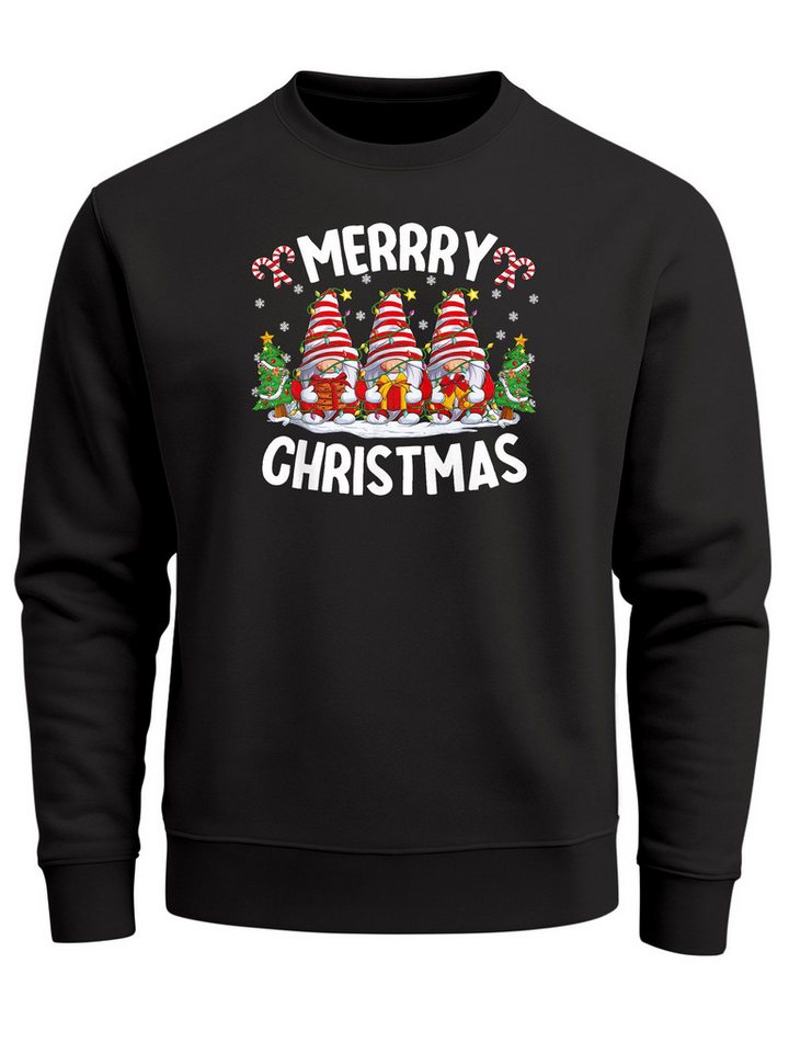 MoonWorks Sweatshirt Sweatshirt Herren Weihnachtspullover Wichtel Aufdruck Merry Christmas von MoonWorks