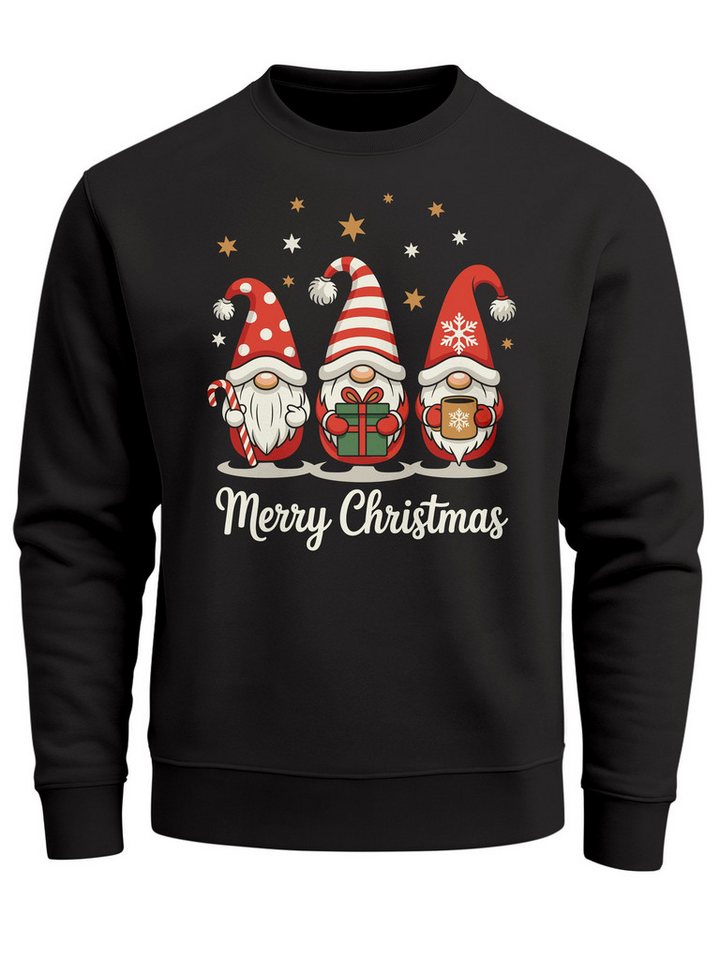 MoonWorks Sweatshirt Sweatshirt Herren Weihnachtspullover Wichtel Aufdruck Merry Christmas von MoonWorks