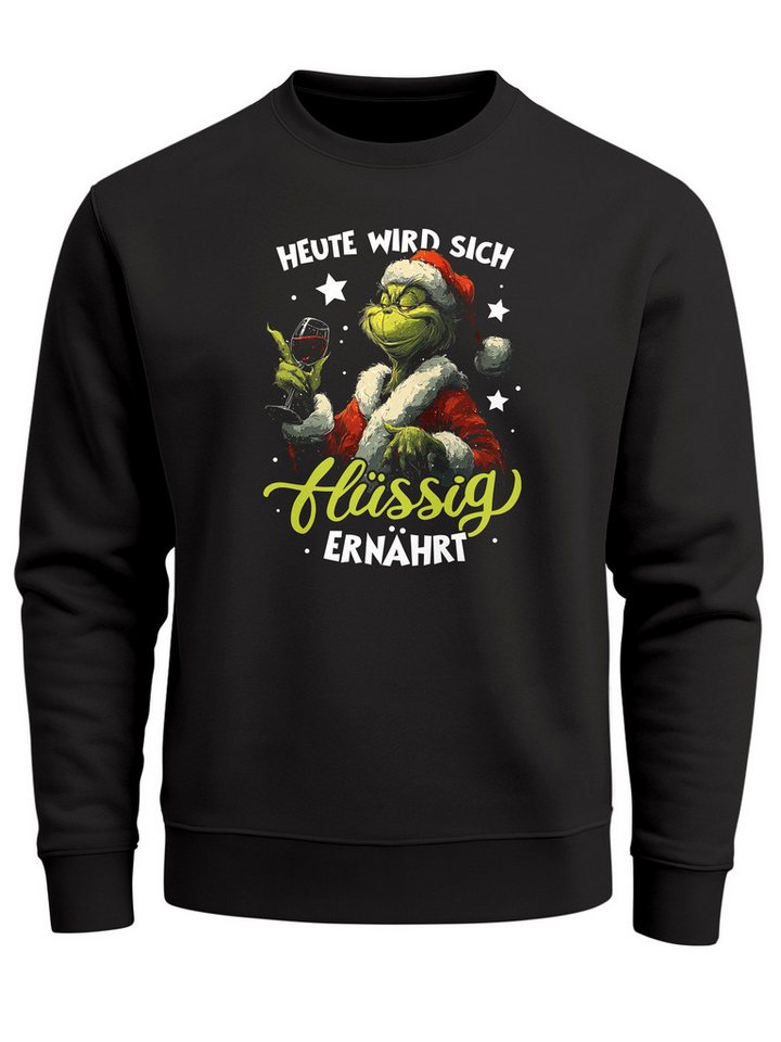 MoonWorks Sweatshirt Sweatshirt Herren Weihnachtspullover lustige Sprüche Trinken Aufdruck von MoonWorks