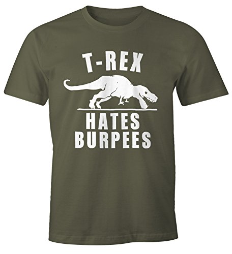 MoonWorks T-Rex Hates Burpees Herren T-Shirt Fun-Shirt Army L von MoonWorks