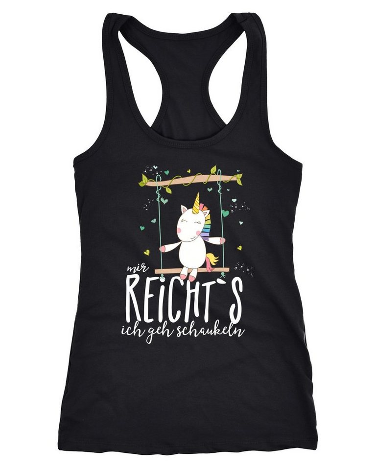 MoonWorks Tanktop Damen Tanktop Einhorn Unicorn Mir reichts ich geh schaukeln Sprüche Spruch Racerback Moonworks® von MoonWorks