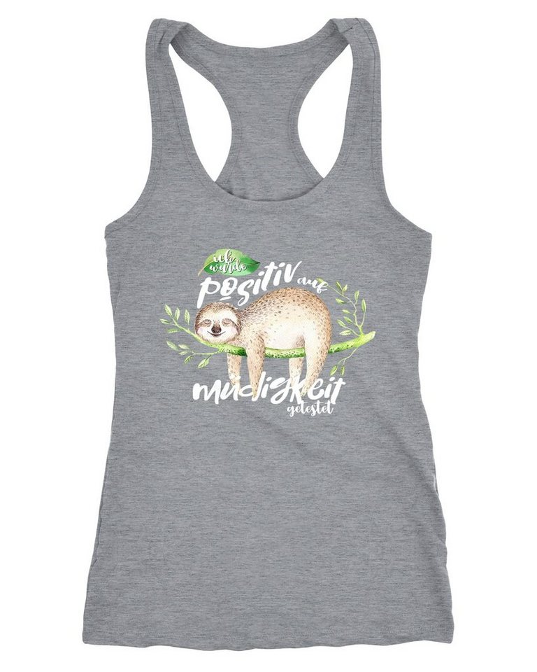 MoonWorks Tanktop Damen Tanktop Faultier Ich wurde positiv auf Müdigkeit getestet Sloth Racerback Moonworks® von MoonWorks
