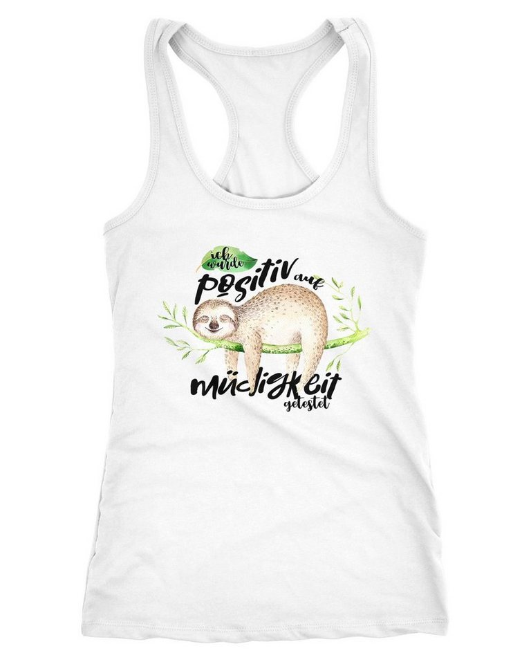 MoonWorks Tanktop Damen Tanktop Faultier Ich wurde positiv auf Müdigkeit getestet Sloth Racerback Moonworks® von MoonWorks