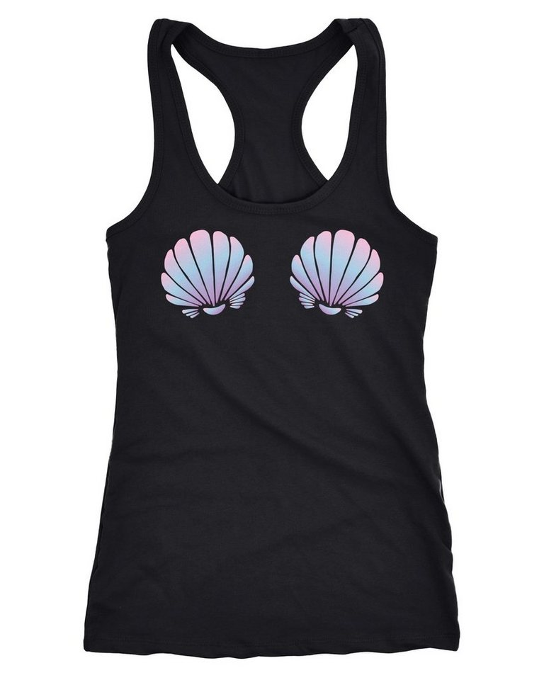 MoonWorks Tanktop Damen Tanktop Meerjungfrau Mermaid Nixe Muschel BH Fasching Karneval Racerback Moonworks® von MoonWorks