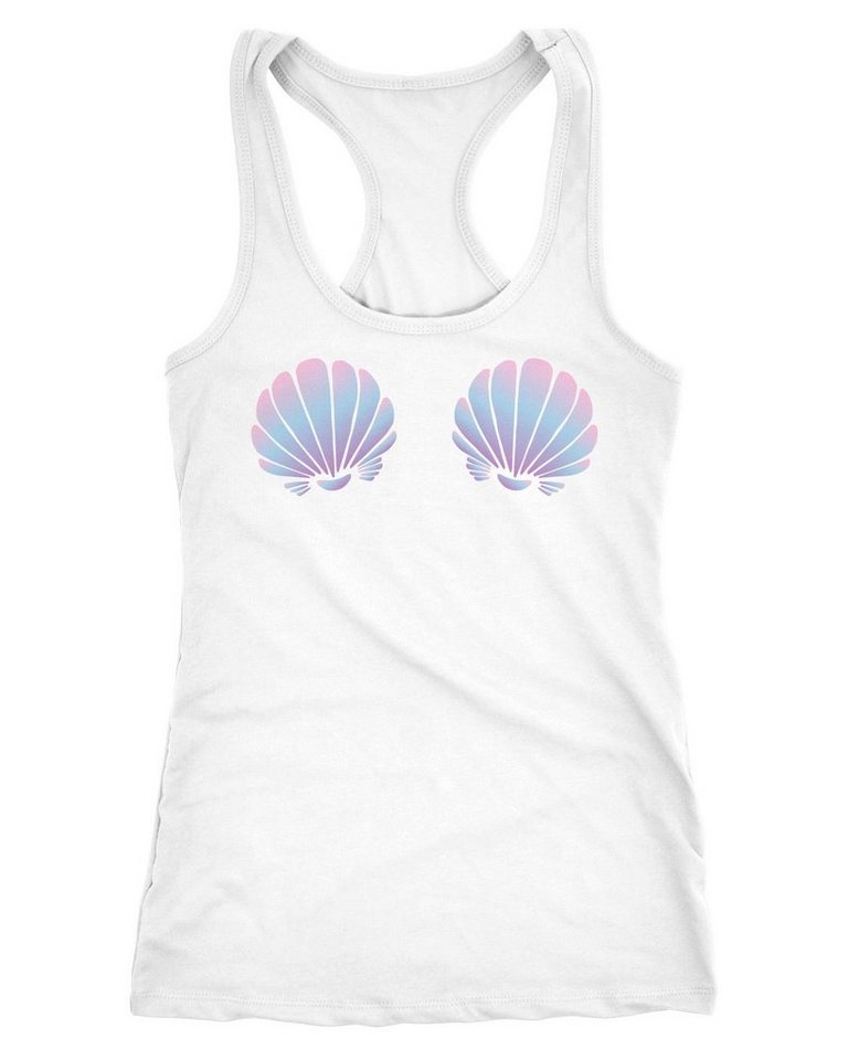 MoonWorks Tanktop Damen Tanktop Meerjungfrau Mermaid Nixe Muschel BH Fasching Karneval Racerback Moonworks® von MoonWorks