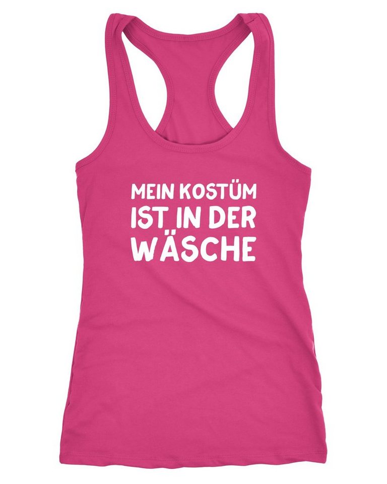 MoonWorks Tanktop Damen Tanktop Mein Kostüm ist in der Wäsche Spruch Fasching Karneval lustig Racerback Moonworks® von MoonWorks