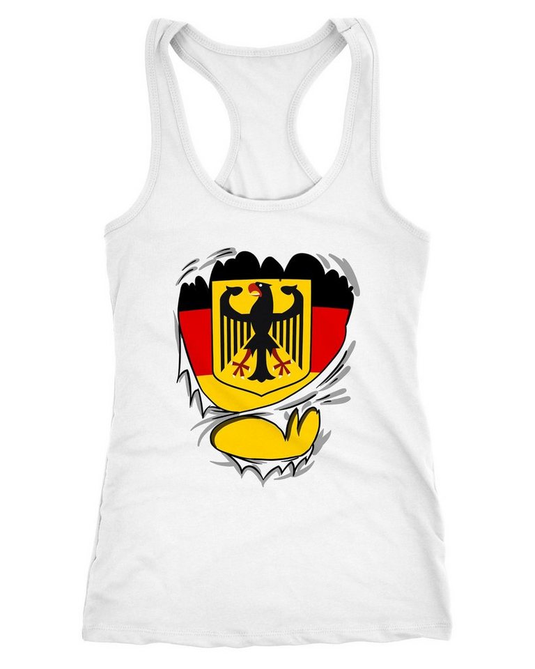 MoonWorks Tanktop Damen Tanktop Rip Off Tear of Superstar WM Deutschland Flagge Moonworks® von MoonWorks