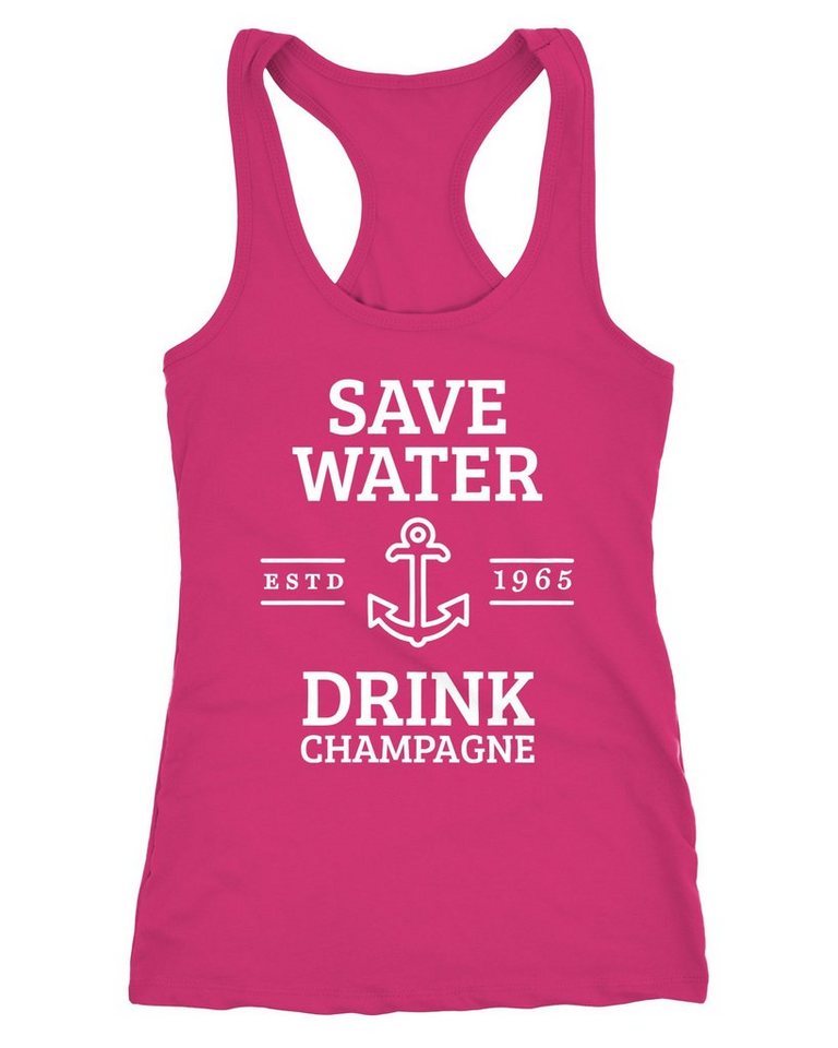 MoonWorks Tanktop Damen Tanktop Save water drink Champagne Racerback Moonworks® von MoonWorks