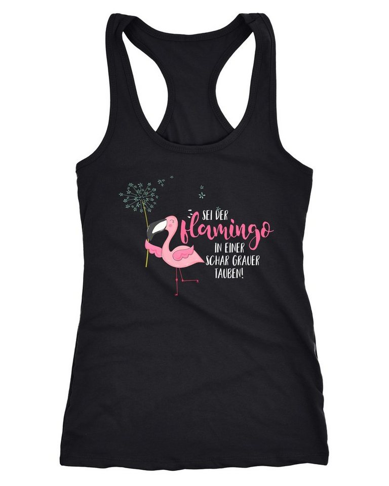 MoonWorks Tanktop Damen Tanktop sei der Flamingo in einer Schar grauer Tauben Flamingo Pusteblume Moonworks® von MoonWorks