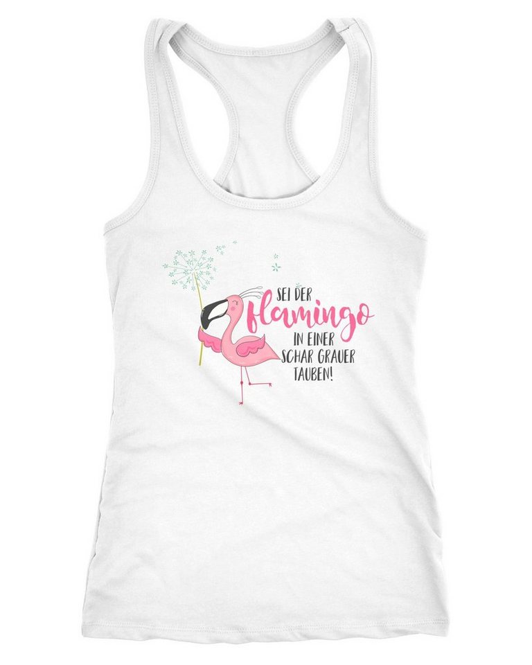 MoonWorks Tanktop Damen Tanktop sei der Flamingo in einer Schar grauer Tauben Flamingo Pusteblume Moonworks® von MoonWorks