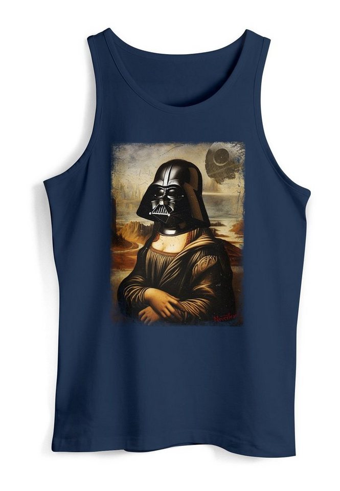 MoonWorks Tanktop Herren Tank-Top Print Aufdruck Mona Lisa Parodie Meme Kapuzen-Pullover mit Print von MoonWorks