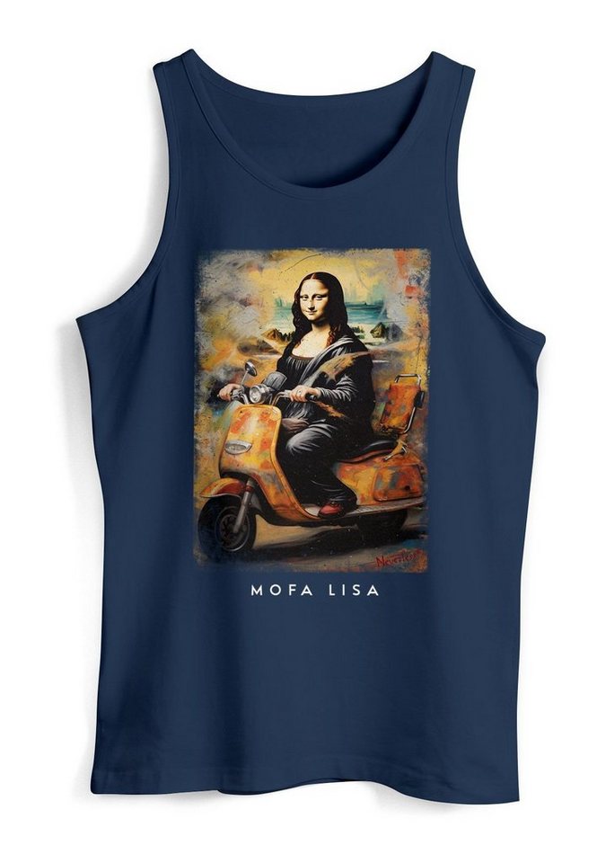 MoonWorks Tanktop Herren Tank-Top Print Aufdruck Mona Lisa Parodie Meme Kapuzen-Pullover mit Print von MoonWorks