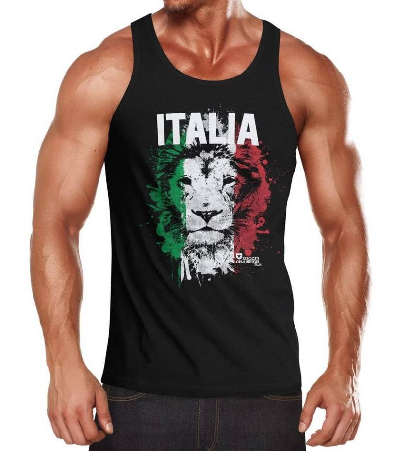MoonWorks Tanktop Herren Tanktop Fanshirt Italien Löwe EM WM Fußball Flagge Italy mit Print von MoonWorks
