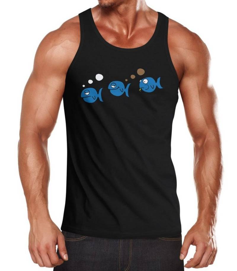 MoonWorks Tanktop Herren Tanktop Fische lustig Fischfurz Fun-Shirt furzen Witz Scherz mit Print von MoonWorks