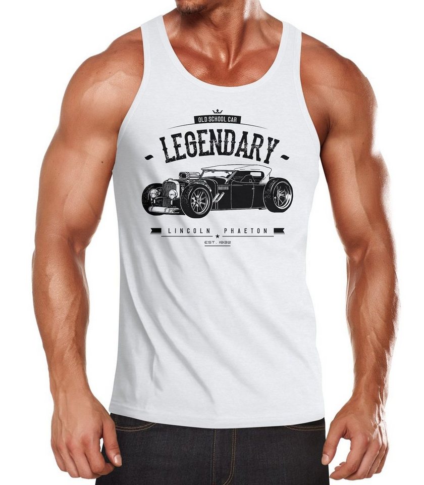 MoonWorks Tanktop Herren Tanktop Hot Rod Retro Auto Car Oldschool Rockabilly Muskelshirt AchselshirtMoonworks® mit Print von MoonWorks