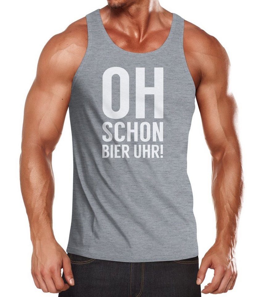 MoonWorks Tanktop Herren Tanktop Oh schon Bier Uhr Moonworks® mit Print von MoonWorks