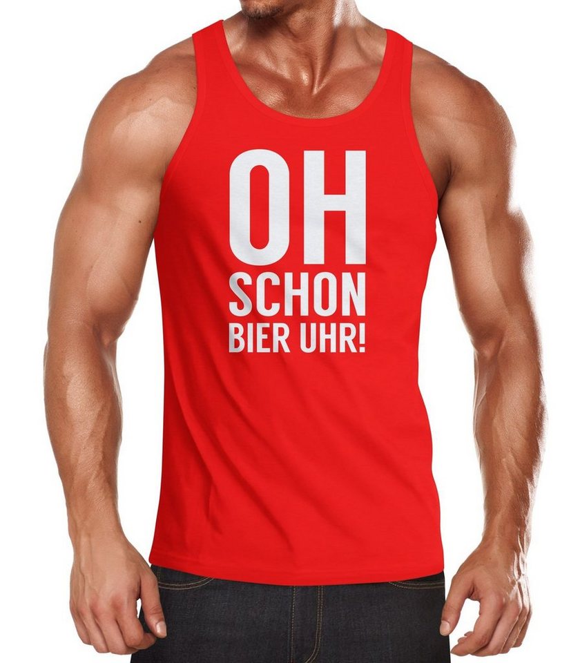 MoonWorks Tanktop Herren Tanktop Oh schon Bier Uhr Moonworks® mit Print von MoonWorks