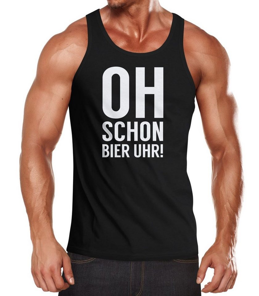 MoonWorks Tanktop Herren Tanktop Oh schon Bier Uhr Moonworks® mit Print von MoonWorks