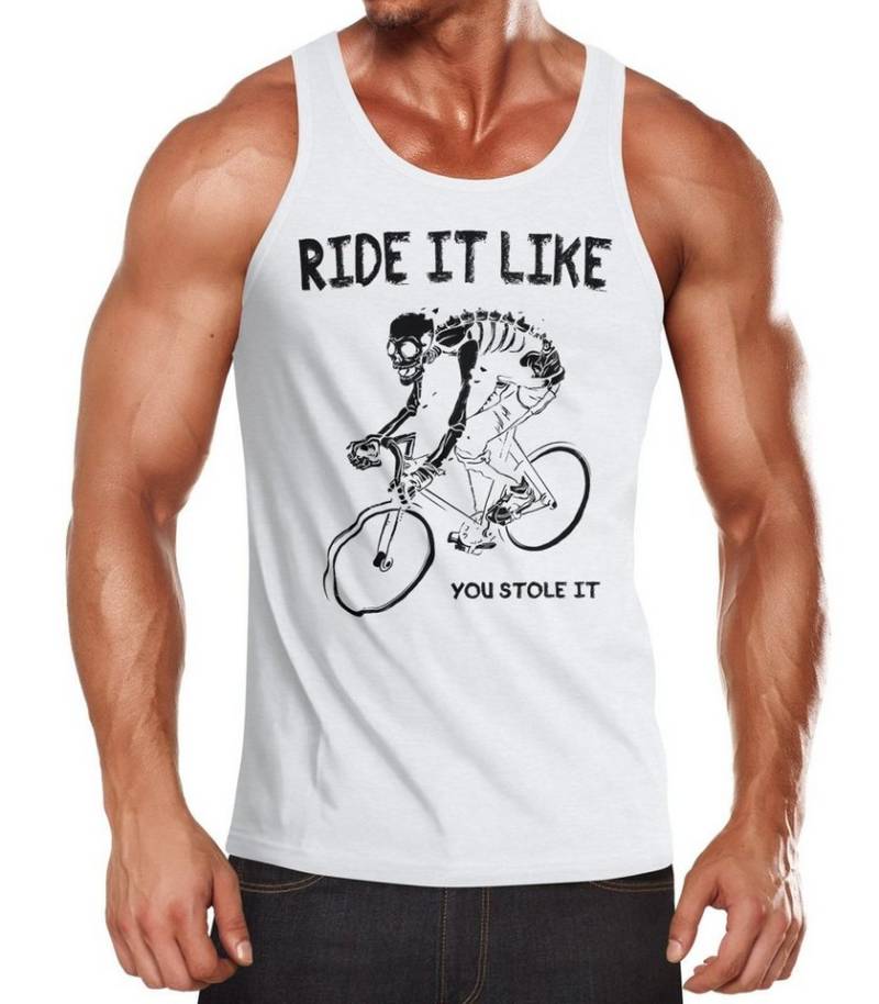 MoonWorks Tanktop Herren Tanktop Rennrad Fahrrad Bike Ride it like you stole it mit Print von MoonWorks