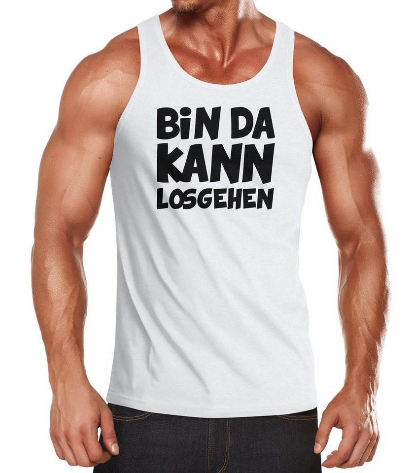 MoonWorks Tanktop Herren Tanktop Spruch Bin da kann losgehen Muskelshirt Moonworks® mit Print von MoonWorks
