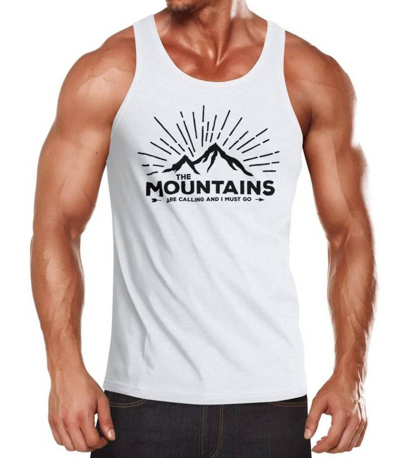 MoonWorks Tanktop Herren Tanktop The Mountains are Calling and I must go Wandern Berge mit Print von MoonWorks