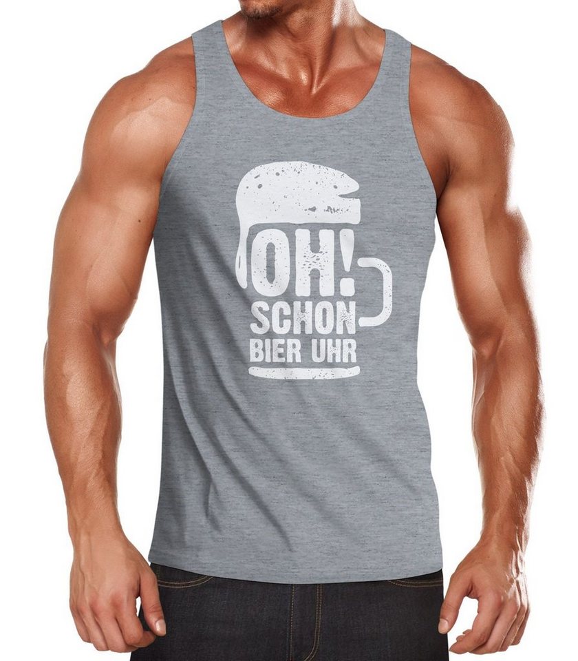 MoonWorks Tanktop Herren Tanktop oh schon Bier Uhr Muskelshirt Tank Top Muscle Shirt Achselshirt Moonworks® mit Print von MoonWorks