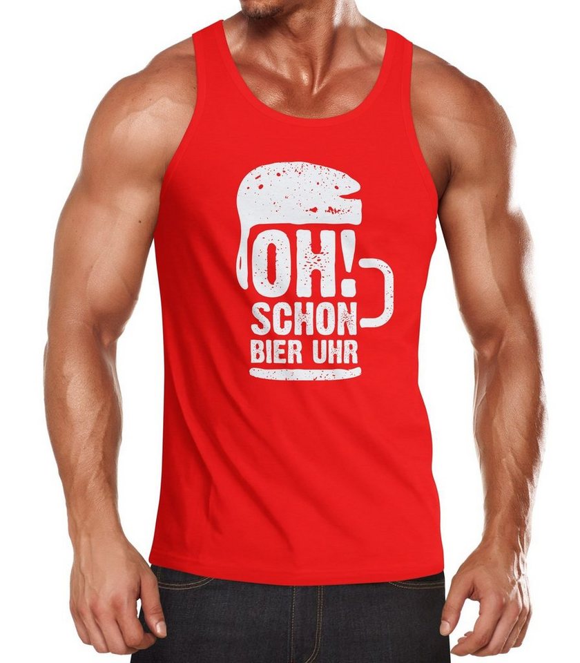 MoonWorks Tanktop Herren Tanktop oh schon Bier Uhr Muskelshirt Tank Top Muscle Shirt Achselshirt Moonworks® mit Print von MoonWorks