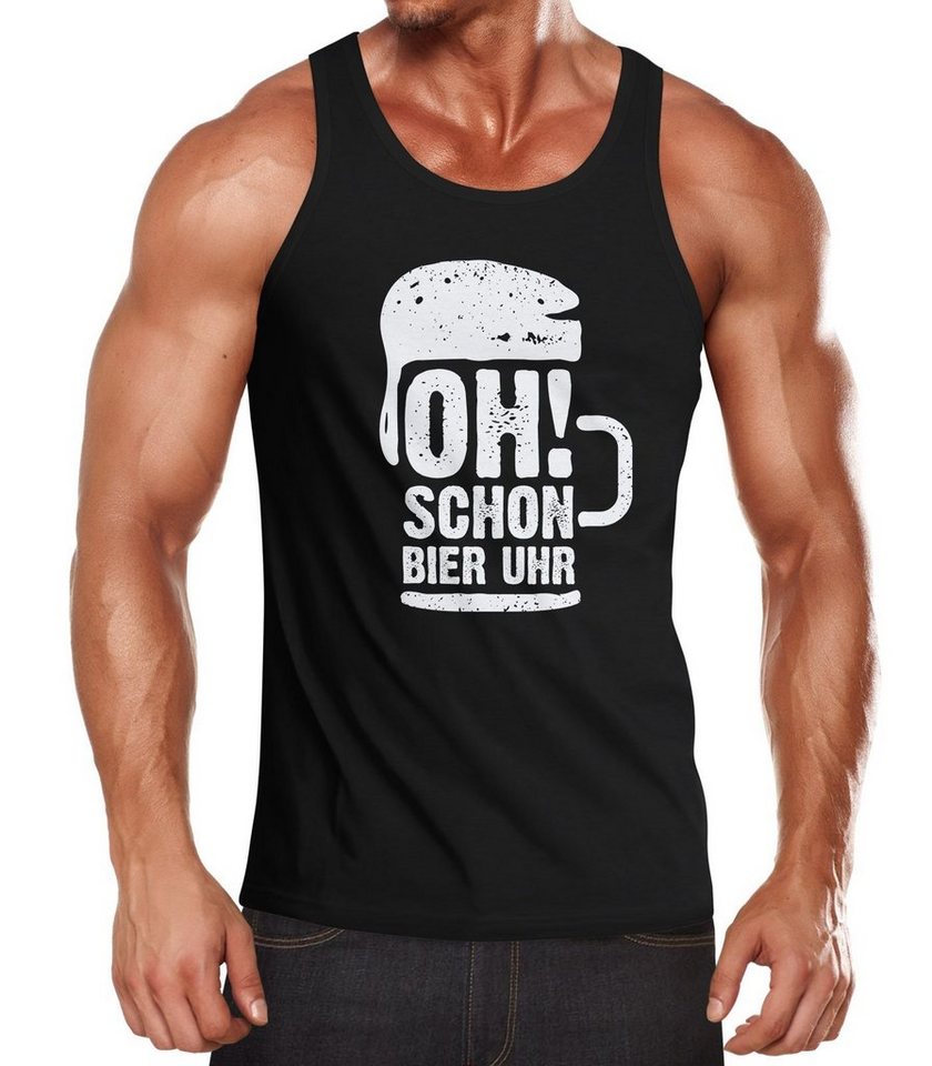 MoonWorks Tanktop Herren Tanktop oh schon Bier Uhr Muskelshirt Tank Top Muscle Shirt Achselshirt Moonworks® mit Print von MoonWorks