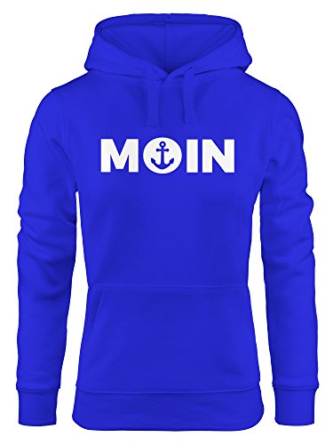 MoonWorks Trend Kapuzen-Pullover Damen Moin mit Anker Hoodie blau M von MoonWorks