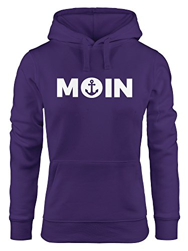 MoonWorks Trend Kapuzen-Pullover Damen Moin mit Anker Hoodie lila M von MoonWorks