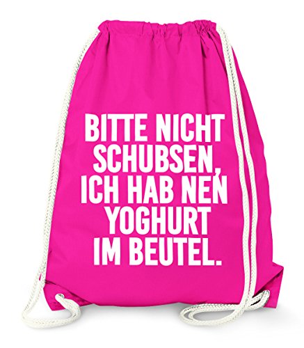 MoonWorks Turnbeutel, Bitte nicht schubsen ich hab nen Joghurt im Beutel, Gymbag Baumwolle fuchsia unisize MoonWorks Turnbeutel, Bitte nicht schubsen ich hab nen Joghurt im Beutel, Gymbag Baumwolle fuchsia unisize von MoonWorks