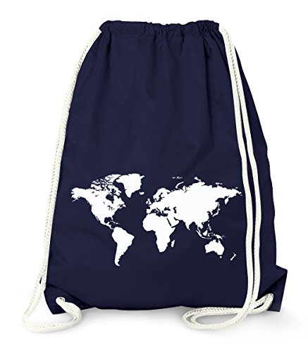 MoonWorks Turnbeutel, Weltkarte World Map, Hipster Beutel Tasche Sportbeutel Gymsac Gymbag navy unisize von MoonWorks