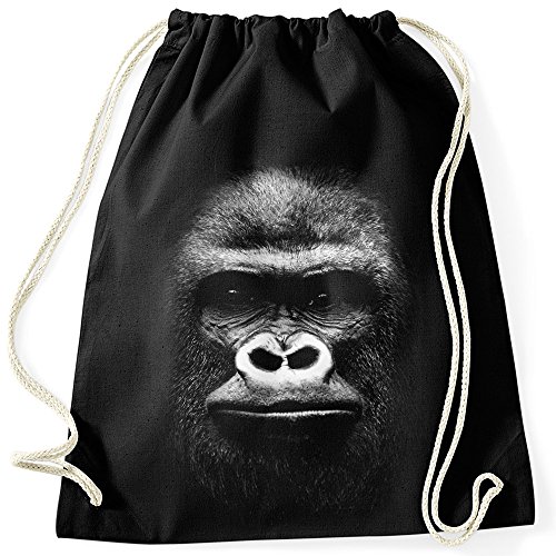 MoonWorks Turnbeutel 3D Gorilla Gorillakopf Gymsac Gymbag schwarz unisize von MoonWorks