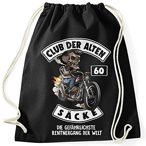 MoonWorks Turnbeutel Sack Jutebeutel Geschenk-Tüte Club der alten Säcke für Ältere Geburtstag Männer 60 schwarz unisize von MoonWorks