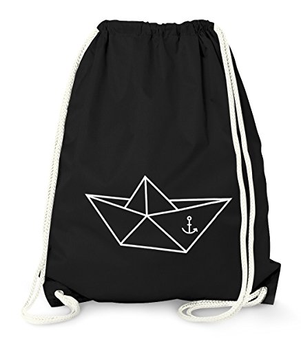 MoonWorks Turnbeutel - Schiffchen Origami Anker Seemann Schiff - Gym Bag schwarz unisize von MoonWorks