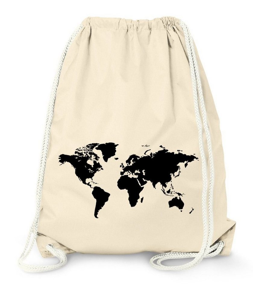 MoonWorks Turnbeutel Turnbeutel, Weltkarte World Map, Beutel Tasche Sportbeutel Gymsac Moonworks® von MoonWorks