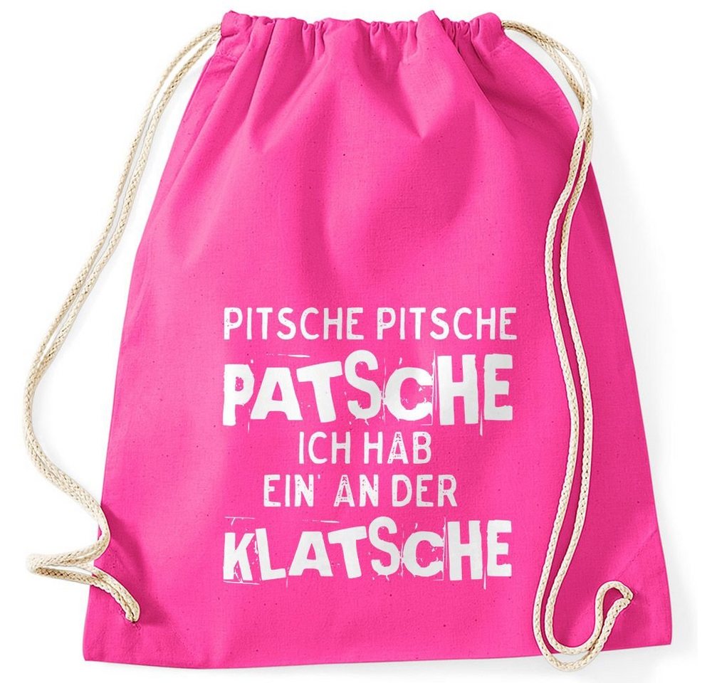 MoonWorks Turnbeutel Turnbeutel Spruch Pitsche Pitsche Patsche Ich hab einen an der Klatsche Gymsac Moonworks® von MoonWorks