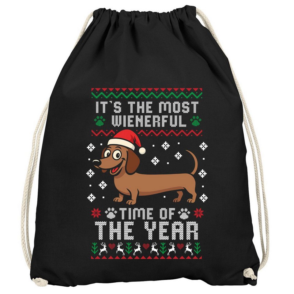 MoonWorks Turnbeutel Turnbeutel Spruch lustig Dackel The most wienerful Time of the Year von MoonWorks