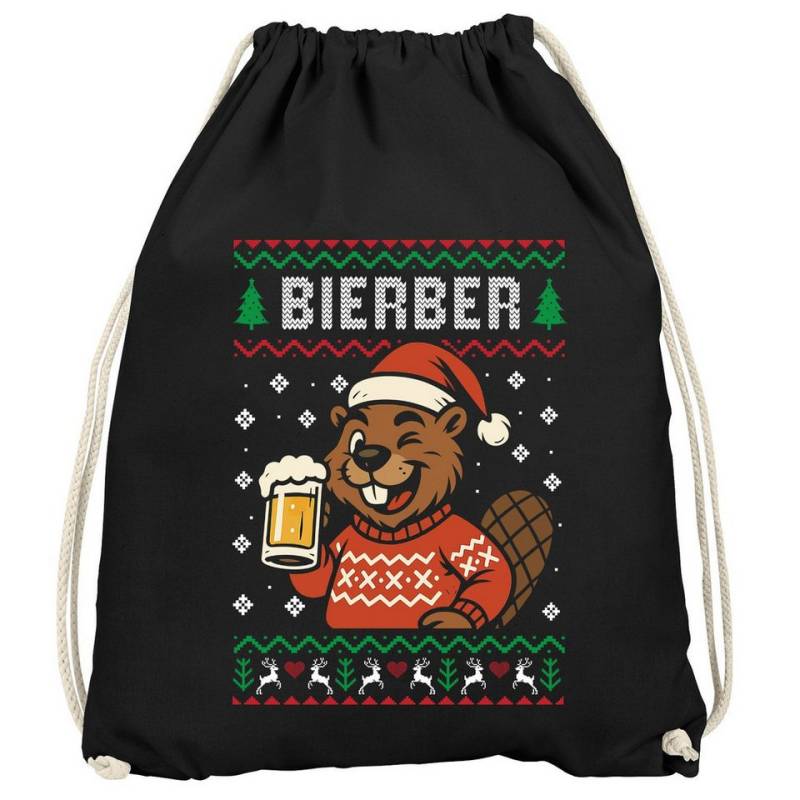MoonWorks Turnbeutel Turnbeutel Ugly XMAS Bier Design Spruch lustig Bierber Gymbag von MoonWorks