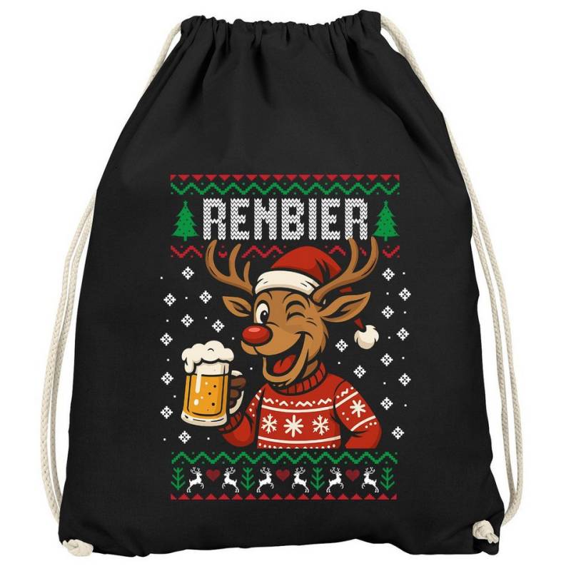 MoonWorks Turnbeutel Turnbeutel Ugly XMAS Bier Design Spruch lustig Renbier Gymbag von MoonWorks